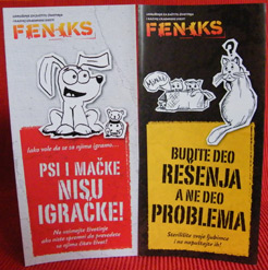Flajer Budite deo rešenja, a ne deo problema - sterilišite svoje ljubimce i ne napuštajte ih! i Flajer Psi i macke nisu igracke feniksstampa-budite-deo-resenja